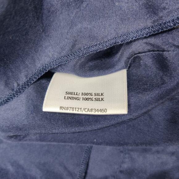 Eileen Fisher Small Silk Sequin Beaded Racerback Mini Slip Dress Navy Blue Glam - Picture 8 of 11